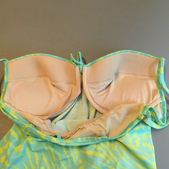 Victorias Secret Push Up Swim Tankini Top Swimsuit Womens 38C Teal Center Tie - Picture 4 of 8